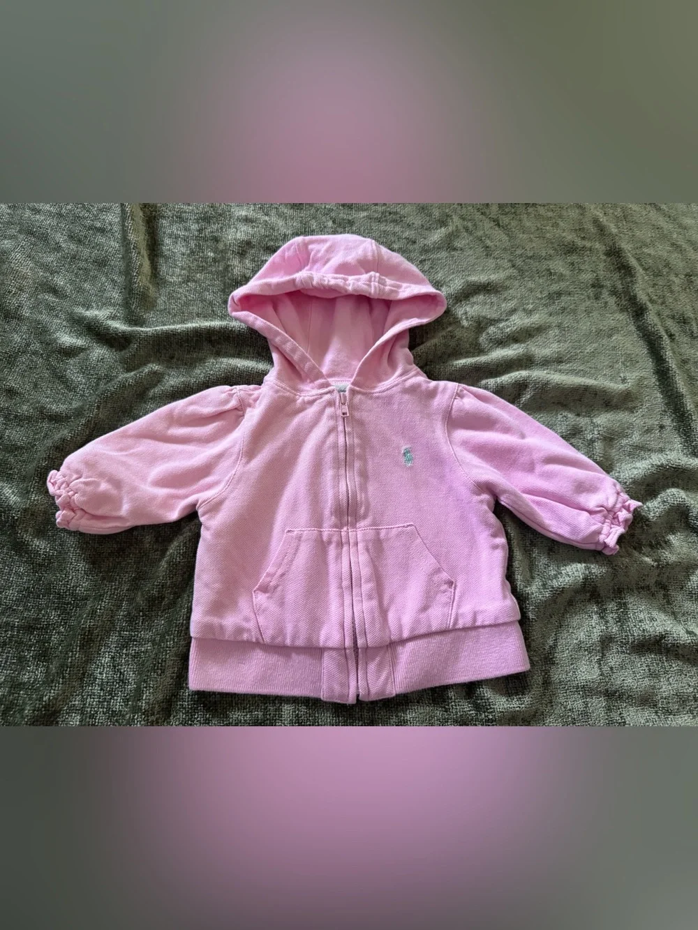 Ralph Lauren Pink Hooded Zip-Up Baby Girls Jacket, Sz 3 months